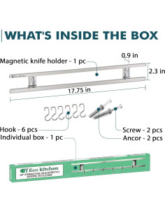 Soporte Magnético para Cuchillos Eco Kitchen 45.72 cm Acero Inoxidable 2