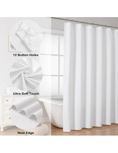 Cortina de Ducha OVZME 182.88x182.88 cm Blanca Texturizada