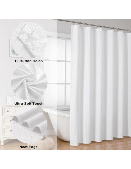 Cortina de Ducha OVZME 182.88x182.88 cm Blanca Texturizada