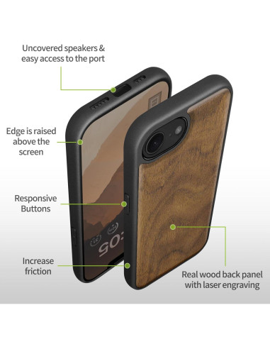 Funda de Madera Magnética Carveit para iPhone 16e, TPU Negro