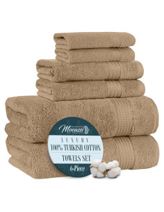 Juego de Toallas Premium Mocassi 100% Algodón Turco 6 Piezas Taupe