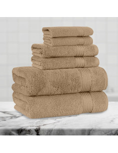 Juego de Toallas Premium Mocassi 100% Algodón Turco 6 Piezas Taupe 2
