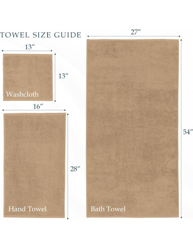 Juego de Toallas Premium Mocassi 100% Algodón Turco 6 Piezas Taupe