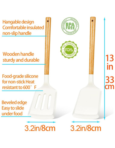 Juego de Espátulas de Silicona KLAQQED 2 Piezas Resistente al Calor