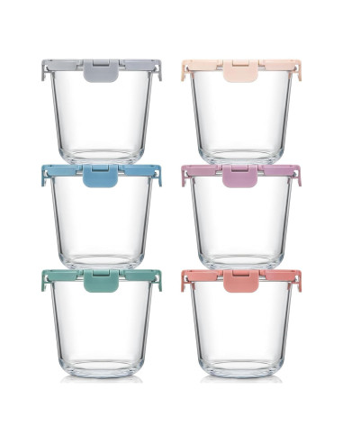 Set de 6 Contenedores de Vidrio 3 Tazas Snuvid - Herméticos y Apto Microondas