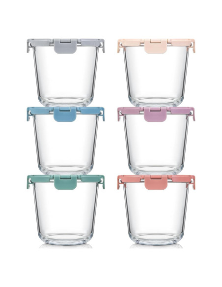 Set de 6 Contenedores de Vidrio 3 Tazas Snuvid - Herméticos y Apto Microondas