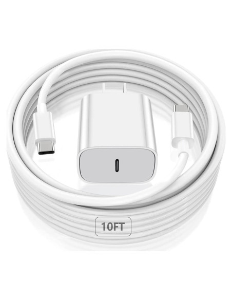 Cargador Rápido USB C 20W Sunsron + Cable 10FT para iPad