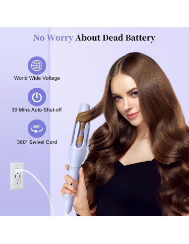 Plancha de Rizar y Alisar 2-en-1 GREEN BREATH 32mm Púrpura