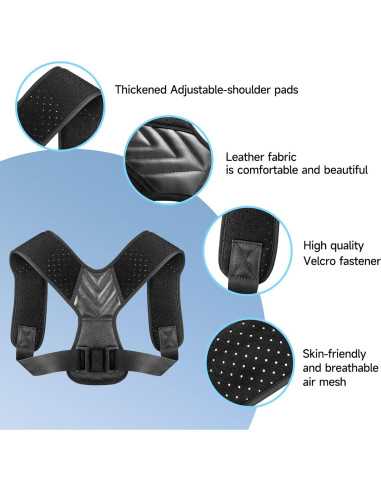 Corrector de Postura Abismat Ajustable para Espalda y Hombros Negro M