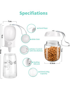 Botella de Agua Portátil para Perros MYOWELL 567ml + 170ml 2