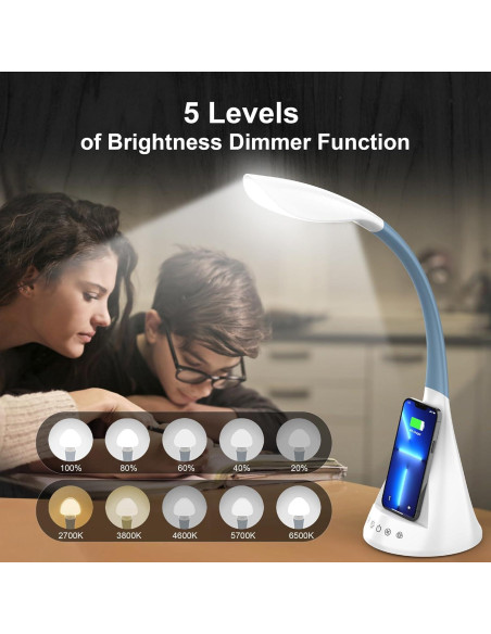 Lámpara de Escritorio LED DomIQ SWAN1 con Cargador Inalámbrico