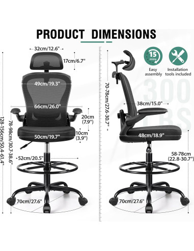 Silla Ergonómica de Dibujo AtHope AH2402-HYZ Negra Ajustable