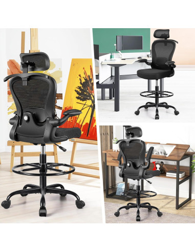 Silla Ergonómica de Dibujo AtHope AH2402-HYZ Negra Ajustable