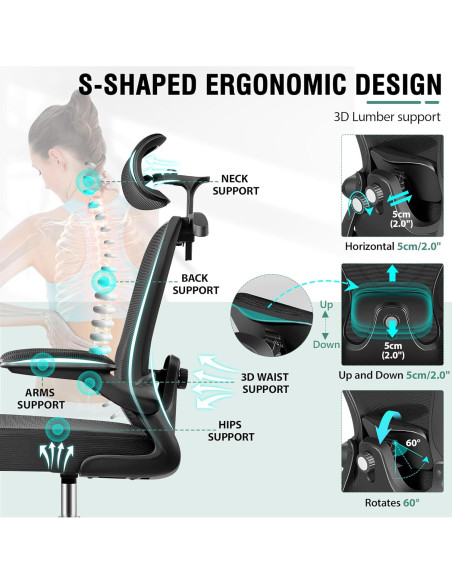 Silla Ergonómica de Dibujo AtHope AH2402-HYZ Negra Ajustable