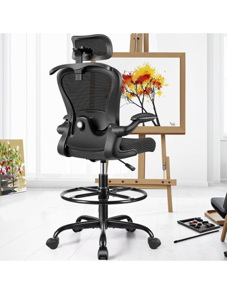 Silla Ergonómica de Dibujo AtHope AH2402-HYZ Negra Ajustable