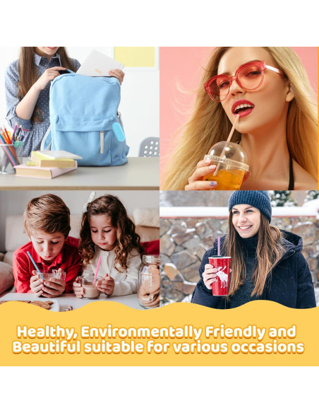 18 Pajitas de Silicona Reutilizables Mekueeex con Estuche