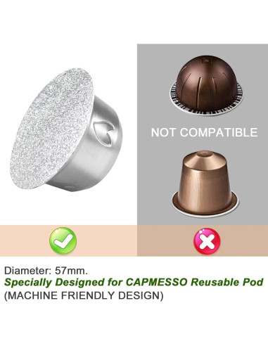 Tapas de Aluminio Reutilizables CAPMESSO para Cápsulas Vertuoline - 100pcs 57mm
