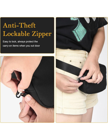 Bolso de Cintura Antirrobo MELCOU Unisex Negro 21x14.2cm