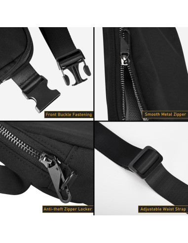 Bolso de Cintura Antirrobo MELCOU Unisex Negro 21x14.2cm