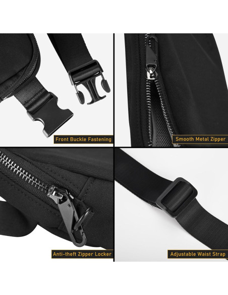 Bolso de Cintura Antirrobo MELCOU Unisex Negro 21x14.2cm