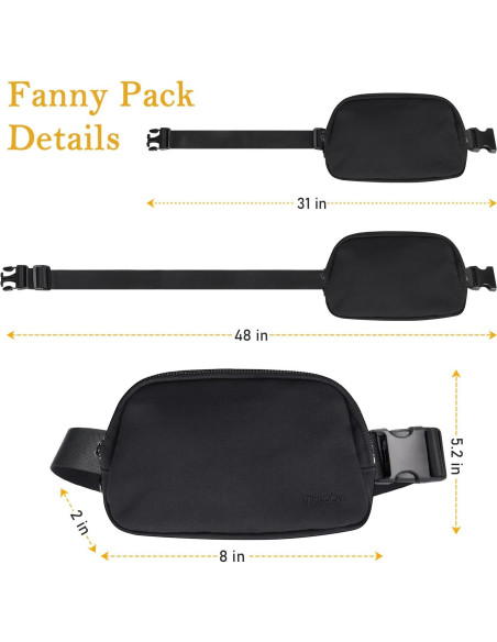 Bolso de Cintura Antirrobo MELCOU Unisex Negro 21x14.2cm