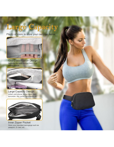 Bolso de Cintura Antirrobo MELCOU Unisex Negro 21x14.2cm