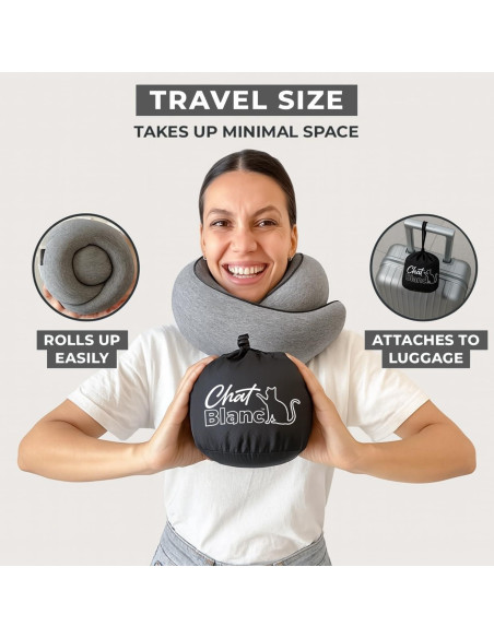 Almohada de Viaje CHAT BLANC Sky Lom Espuma con Memoria Gris