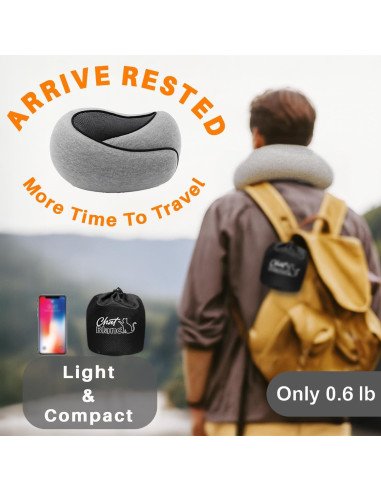 Almohada de Viaje CHAT BLANC Sky Lom Espuma con Memoria Gris