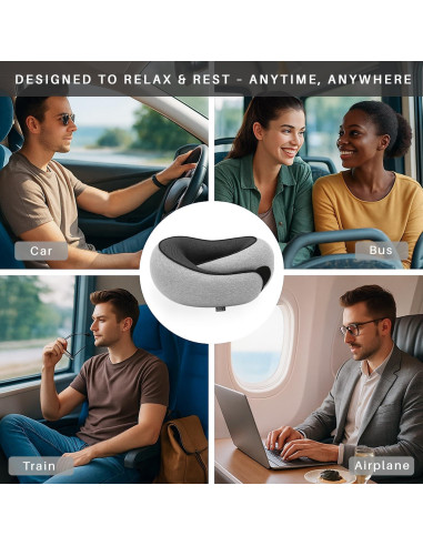 Almohada de Viaje CHAT BLANC Sky Lom Espuma con Memoria Gris