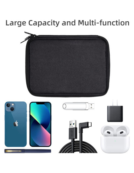 Organizador Electrónico de Viaje Doble Capa Negro con Sujetacables