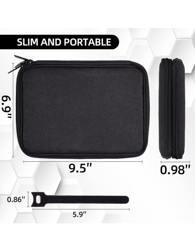 Organizador Electrónico de Viaje Doble Capa Negro con Sujetacables