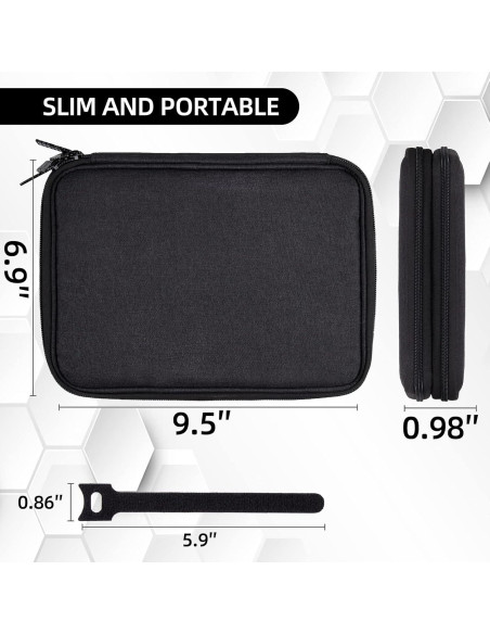 Organizador Electrónico de Viaje Doble Capa Negro con Sujetacables