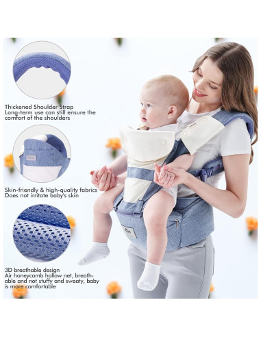 Portabebés Multifuncional Bellababy Azul Ergonómico M