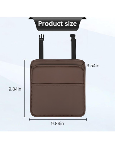 Organizador de respaldo de asiento Zpana de cuero marrón 25x25cm