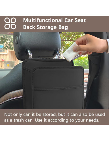 Organizador de respaldo de asiento Zpana de cuero marrón 25x25cm