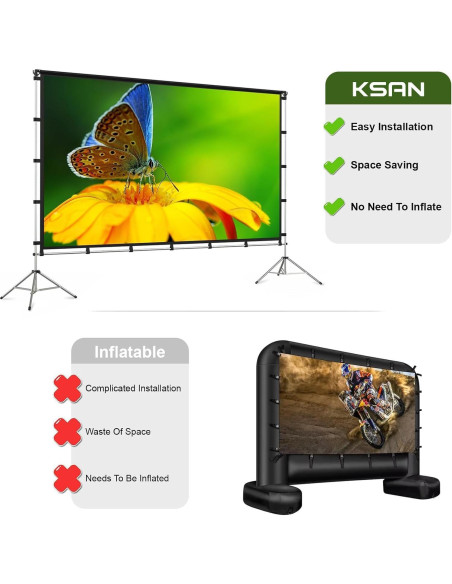 Pantalla de Proyector Portátil KSAN 120" con Soporte Plegable