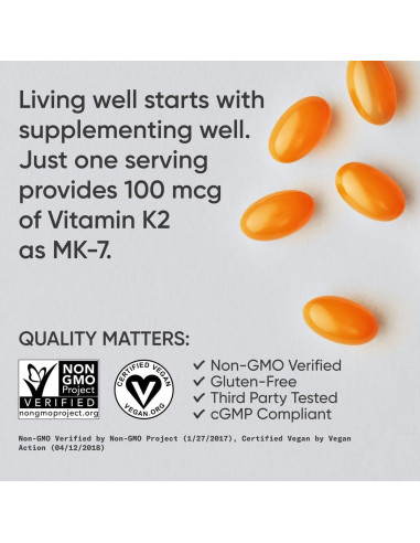 Vitamina K2 MK-7 100mcg Sports Research 120 Cápsulas Veganas