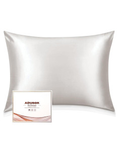 Funda de Almohada de Seda Adubor King 50x91 cm 2 Piezas Blanco