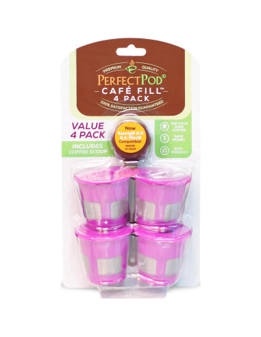 Cafés Fill 4-Pack Filtros Reutilizables Perfect Pod para Keurig