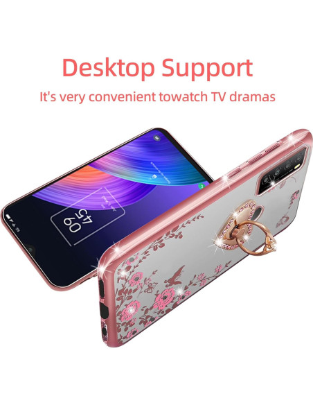 Funda KuDiNi para TCL 30 XL Oro Rosa con Soporte y Brillo Funda KuDiNi para TCL 30 XL Oro Rosa con Soporte y Brillo