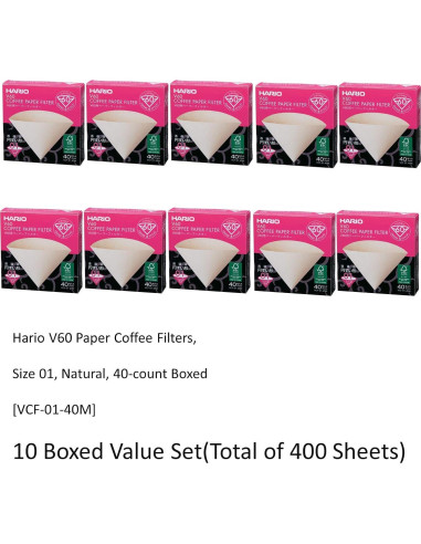 Filtros de Café de Papel Hario V60 Tamaño 01 - 400 Piezas