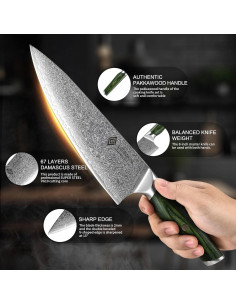 Cuchillo de Chef VEROXIS Damasco 20.32 cm Acero Alto Carbono 2