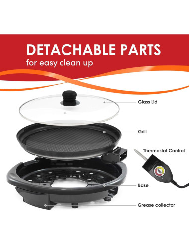 Parrilla Eléctrica Interior Elite Gourmet EMG-980BSC 14" Antiadherente