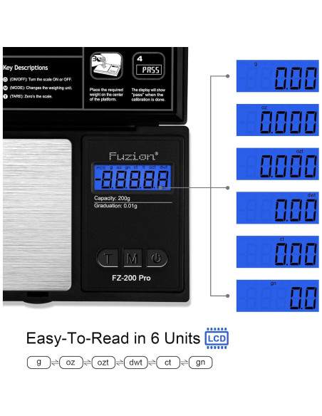 Báscula Digital de Precisión Fuzion 200g con Calibración