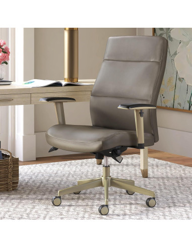 Silla Ejecutiva Ergonómica La-Z-Boy Baylor Cuero Sintético Gris