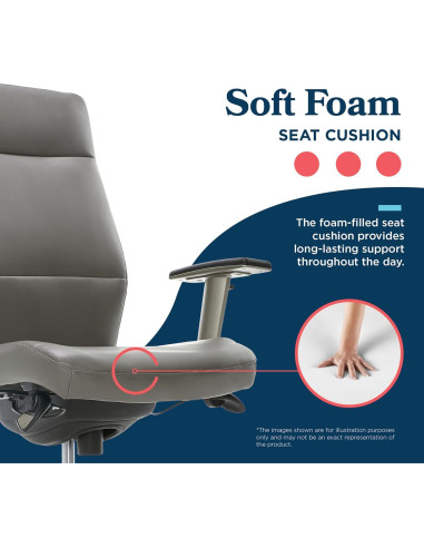 Silla Ejecutiva Ergonómica La-Z-Boy Baylor Cuero Sintético Gris