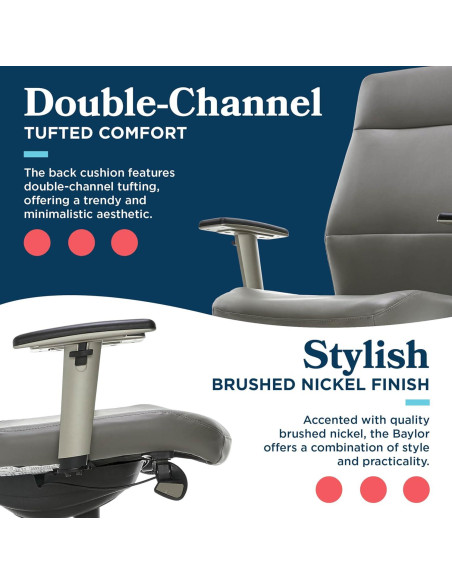 Silla Ejecutiva Ergonómica La-Z-Boy Baylor Cuero Sintético Gris