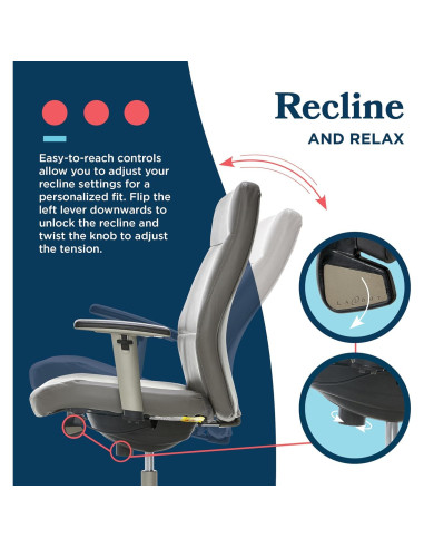 Silla Ejecutiva Ergonómica La-Z-Boy Baylor Cuero Sintético Gris