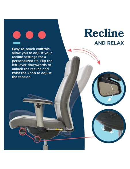 Silla Ejecutiva Ergonómica La-Z-Boy Baylor Cuero Sintético Gris