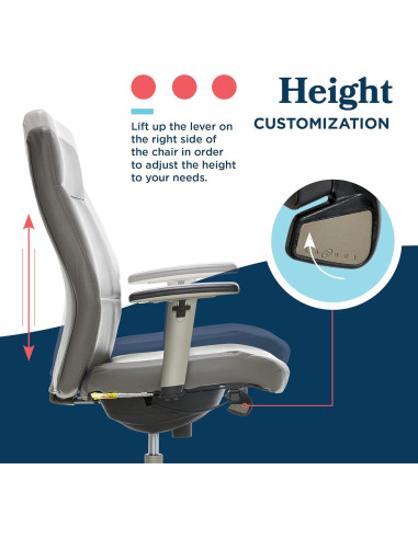 Silla Ejecutiva Ergonómica La-Z-Boy Baylor Cuero Sintético Gris